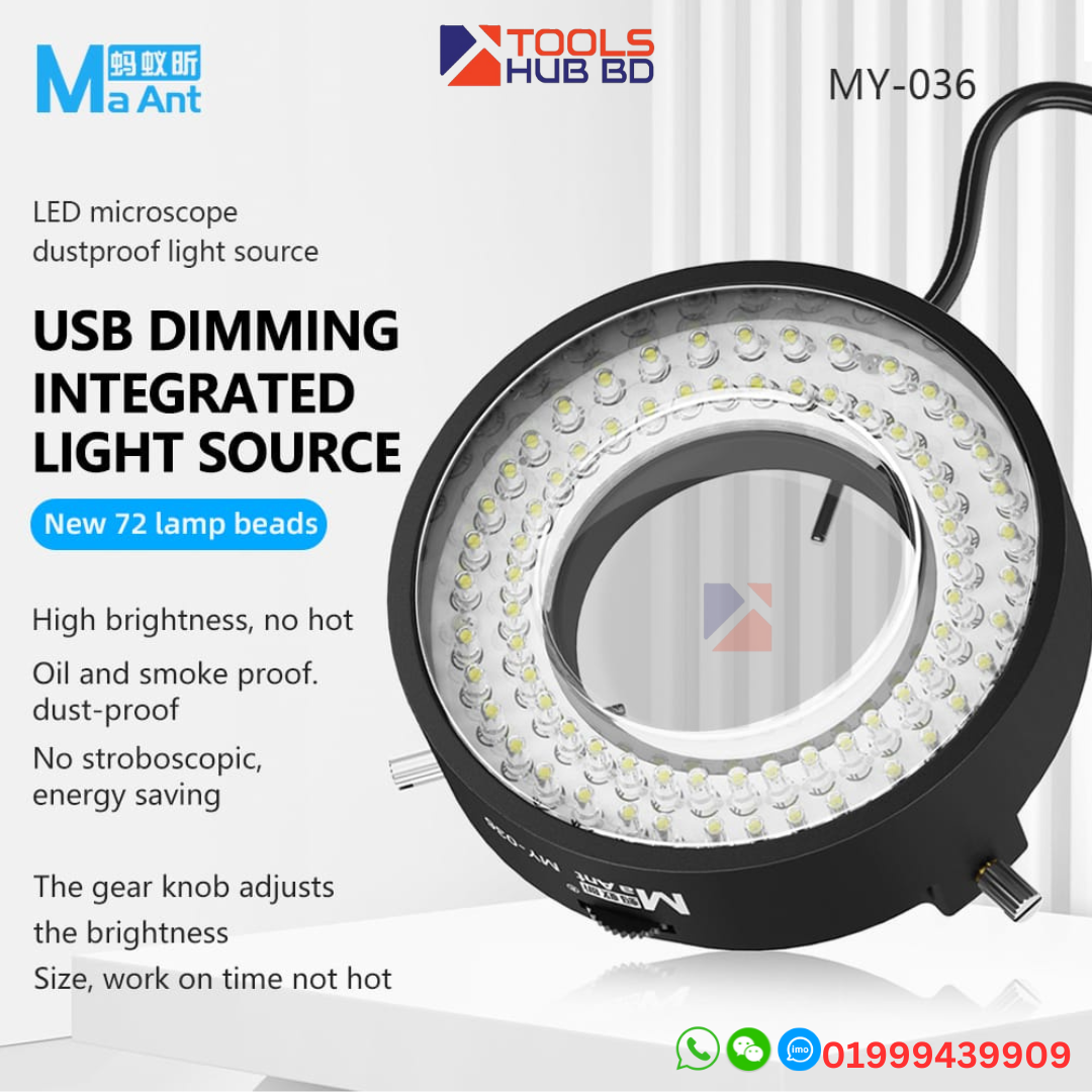 MaAnt MY-036 72  USB Microscope LED Ring Light with Dust GLASS