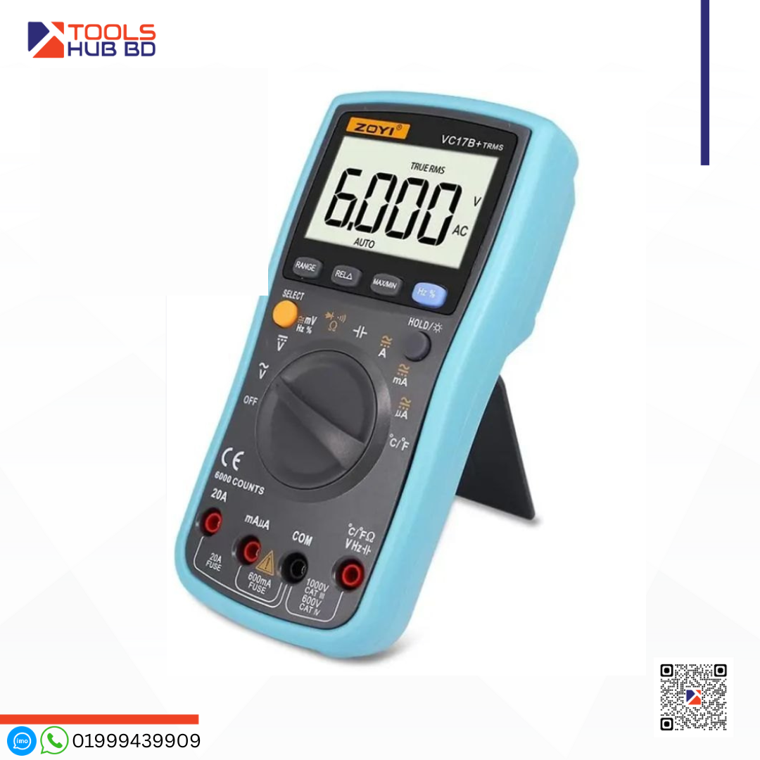 ZOYI VC17b+ Multimeter 6000 Counts Large Digital Multimeter With Nice Grip Digital Multimeter Temperature/Capasitance,MAX/MIN Are Supported  Protection Case&Anti-broken Bracket